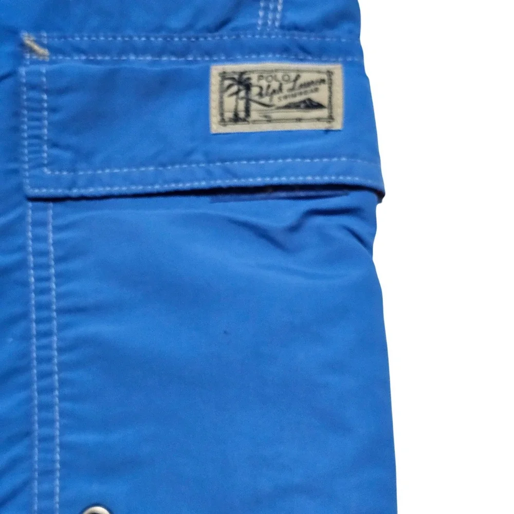 Polo Ralph Lauren Mens Royal Blue Orange Pony Mesh Lined Swim Trunks Large